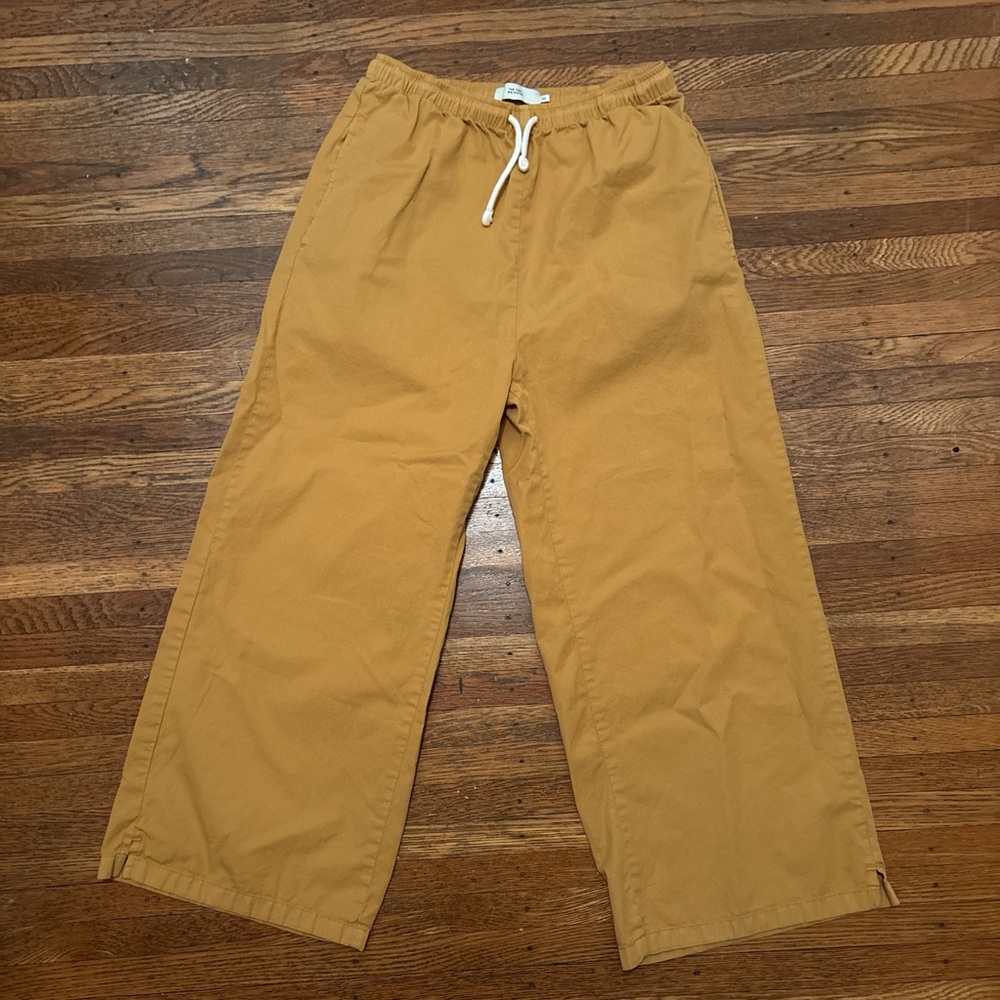 Tiny Big Sister Mustard Wide-Leg Cropped Pants